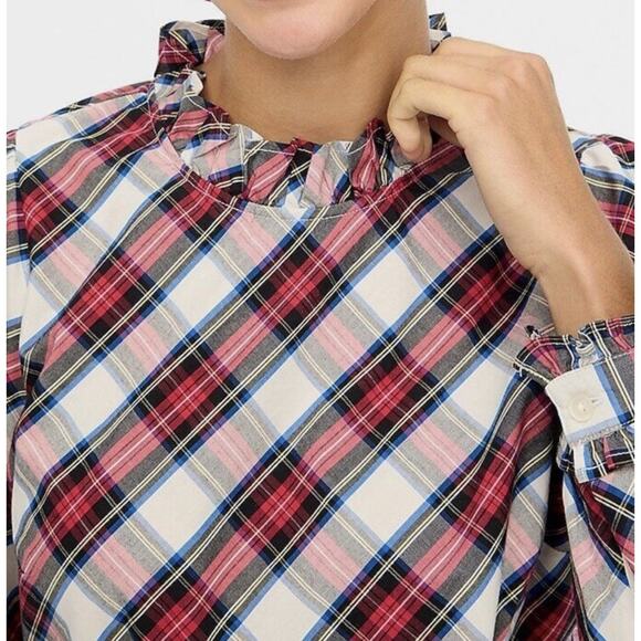 J. Crew Factory Cotton-blend poplin ruffleneck top Womens Size Small - Picture 2 of 11